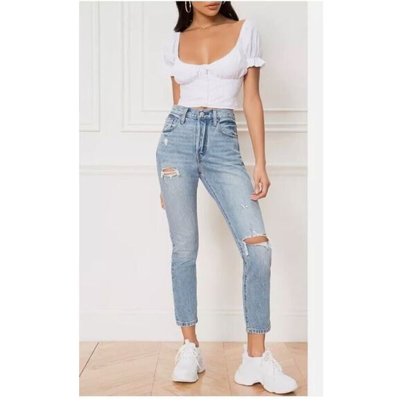 LEVIS 501 Distressed Cropped Skinny Jeans Medium Wash Cant‎ Touch This Sz 26 - Picture 2 of 14